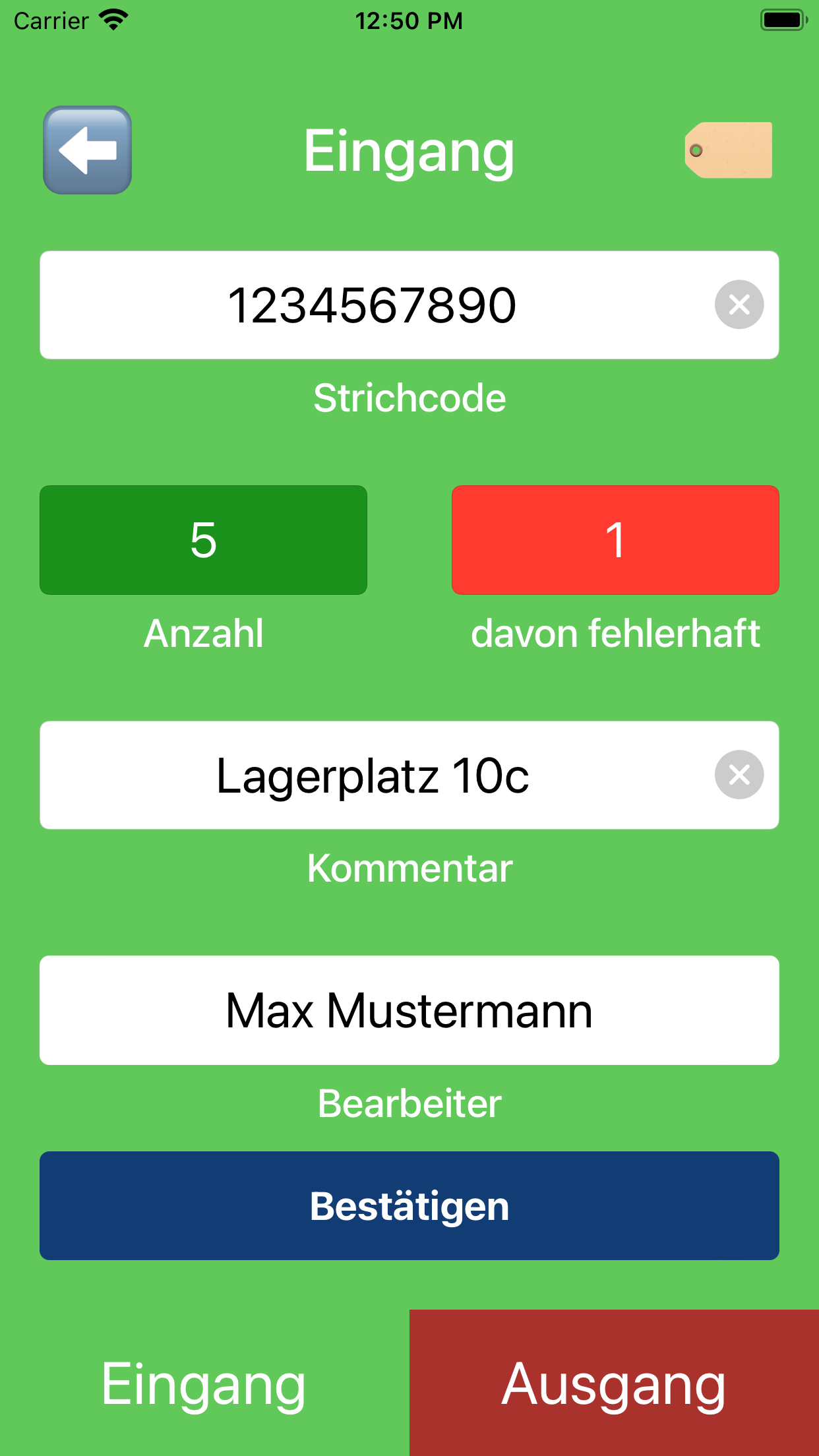 Eingänge erfassen